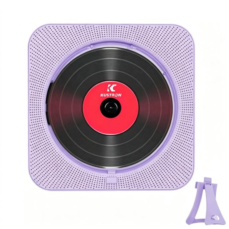 KUSTRON Home Wall-Mounted CD Player Bluetooth Speaker Music Player With Cover, White, Black, Green, Pink, Purple