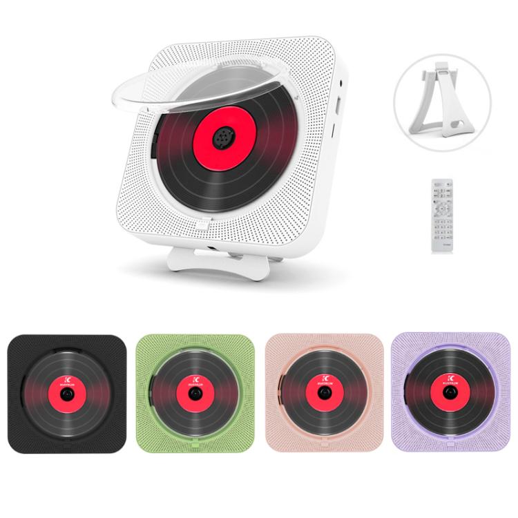 KUSTRON Home Wall-Mounted CD Player Bluetooth Speaker Music Player With Cover, White, Black, Green, Pink, Purple