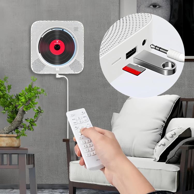 KUSTRON Home Wall-Mounted CD Player Bluetooth Speaker Music Player With Cover, White, Black, Green, Pink, Purple