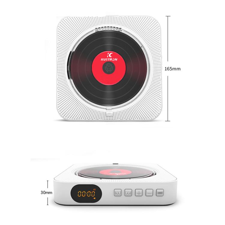 KUSTRON Home Wall-Mounted CD Player Bluetooth Speaker Music Player With Cover, White, Black, Green, Pink, Purple