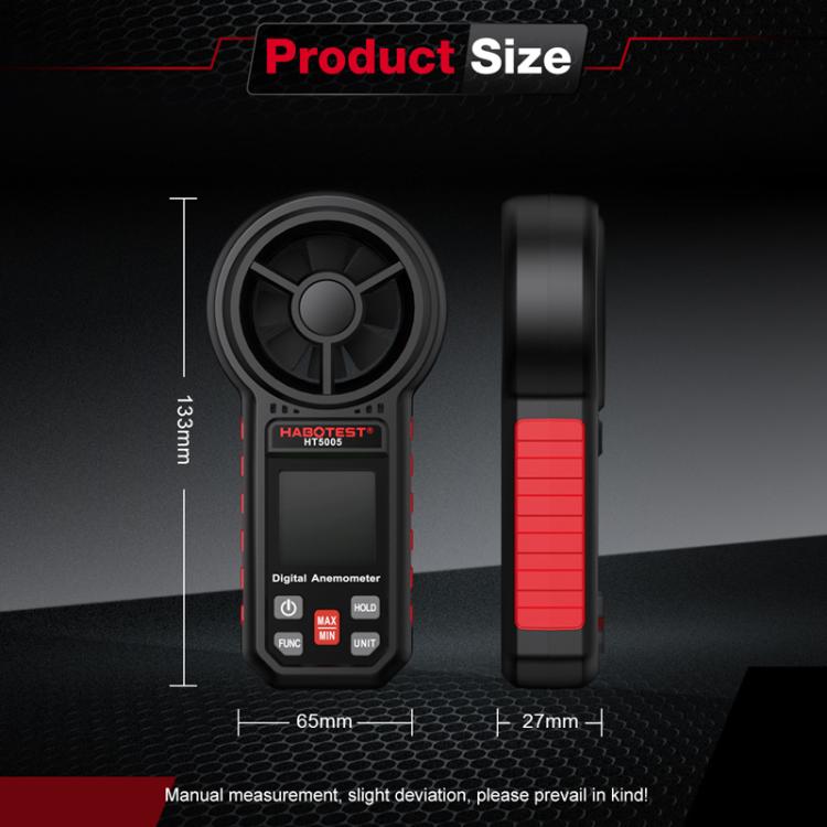 HABOTEST HT5005 Portable Digital Anemometer With Display Screen High Precision Wind Speed & Wind Temperature Tester, HT5005