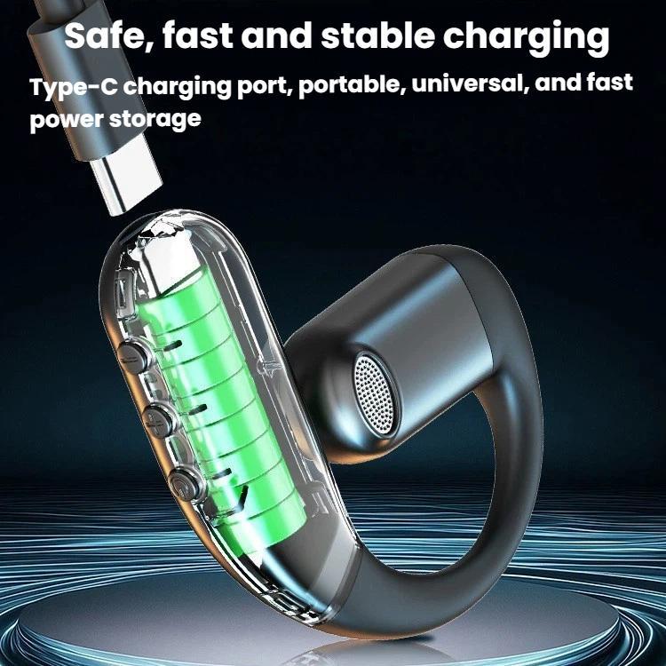 K2 Digital Display Single Ear-Hook Bluetooth Earphones Rotatable Stereo Noise Reduction Earbuds