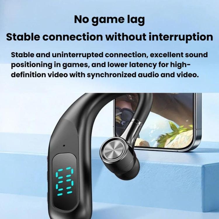 K3 Digital Display Single In-Ear Ear-Hook Bluetooth Earphone Portable High Definition Noise Reduction Earbud