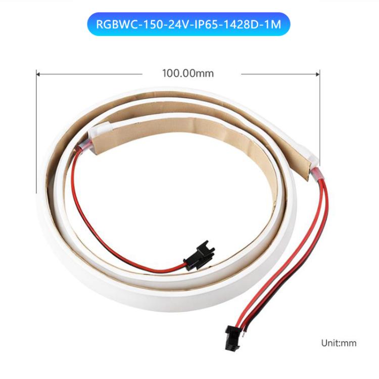 Waveshare RGBWC Colorful COB LED Strip, WS2812B Control Chips, IP65 Protection, Programmable LED Strip, 1m, 5m