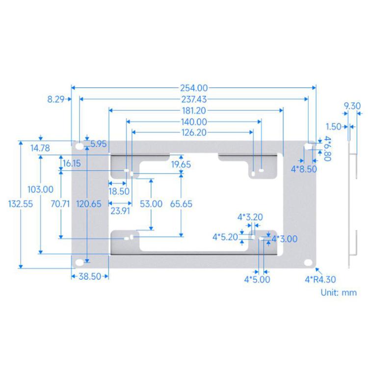 HomeRack 7 Inch DSI Display Mounting Panel, 3U Mounting Space, Compatible With Official Raspberry Pi 7inch Touch Displays, Waveshare 34390