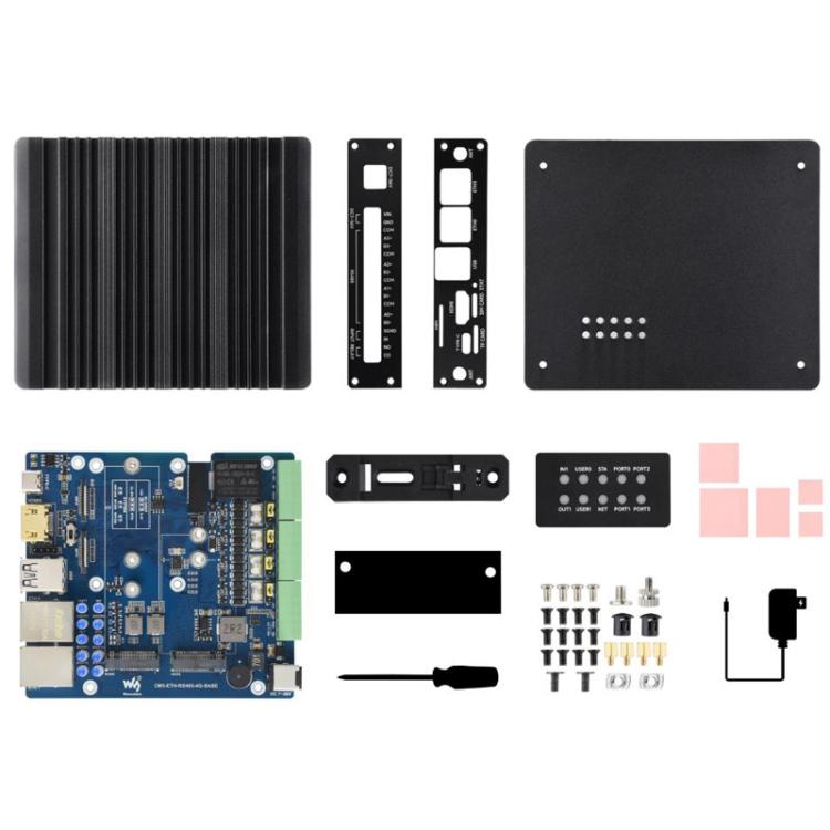 Waveshare 34252 CM5 Gigabit/2.5G Dual Ethernet Multi-Function Expansion Board Supports RS485 Industrial Communication, 4G / 5G Module And 4K Display Output, EU Plug, UK Plug, US Plug