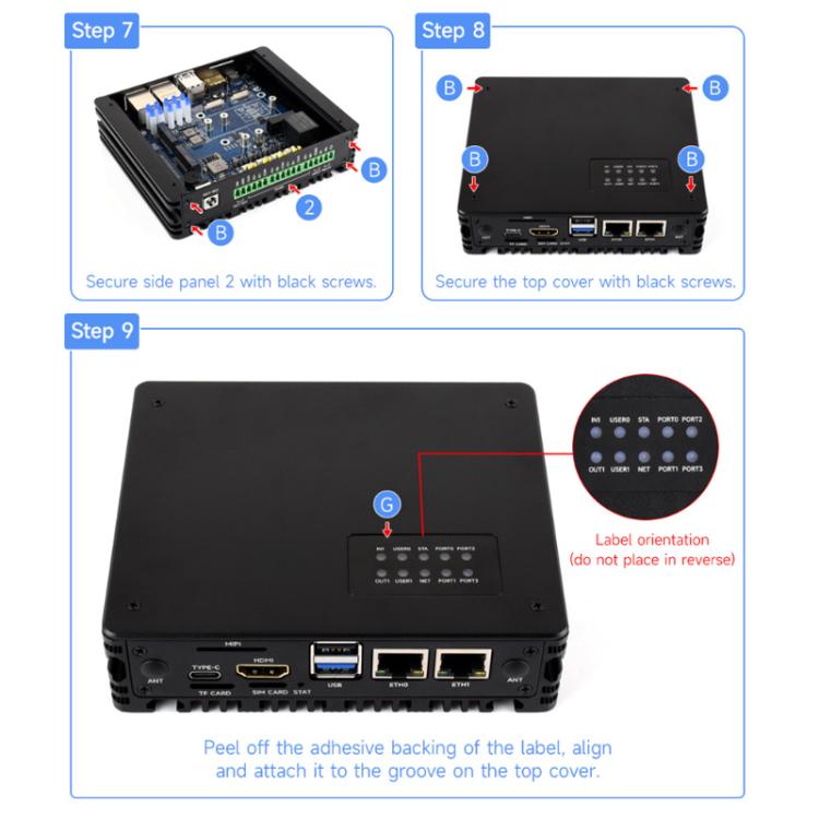 Waveshare 34252 CM5 Gigabit/2.5G Dual Ethernet Multi-Function Expansion Board Supports RS485 Industrial Communication, 4G / 5G Module And 4K Display Output, EU Plug, UK Plug, US Plug