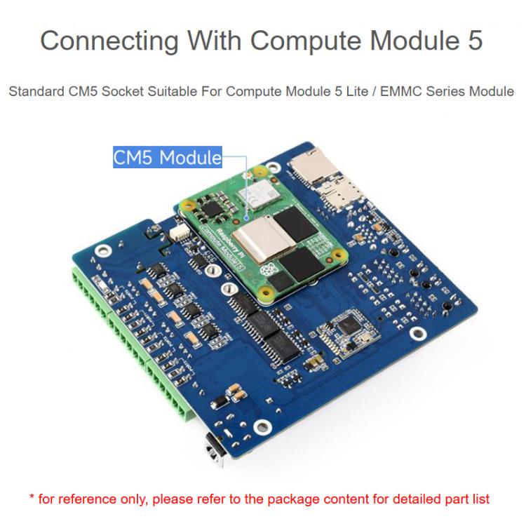 Waveshare 34252 CM5 Gigabit/2.5G Dual Ethernet Multi-Function Expansion Board Supports RS485 Industrial Communication, 4G / 5G Module And 4K Display Output, EU Plug, UK Plug, US Plug