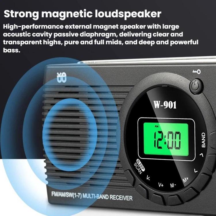 FM/AM/SW Multi-Band LCD Screen Clock-Controlled Stereo Radio, For EU, For US