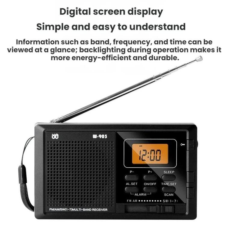 WDK FM/AM/SW Multi-Band LCD Screen Clock-Controlled Stereo Digital Radio, For EU, For US