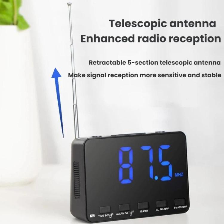WDK Single-Band FM Digital Extra-Large Screen Display Alarm Clock Radio, For EU, For US