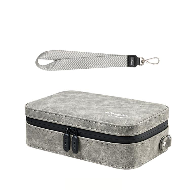 aMagisn Nubuck Leather Action Camera Carrying Case Small Travel Storage Bag with Adjustable Dividers