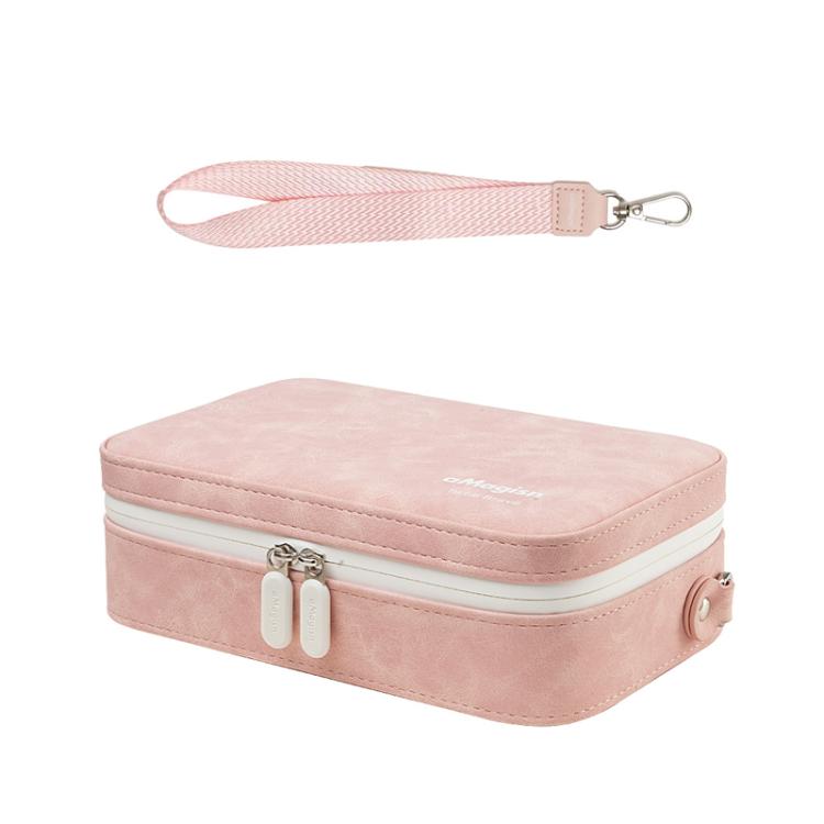 aMagisn Nubuck Leather Action Camera Carrying Case Small Travel Storage Bag with Adjustable Dividers