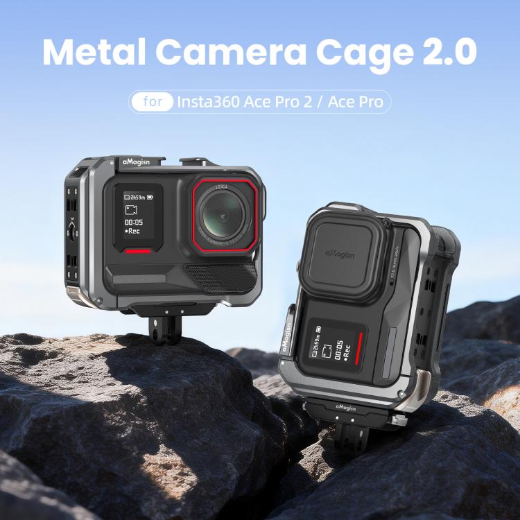 For Insta360 Ace Pro 2 / Ace Pro AMagisn Metal Camera Cage 2.0 With Quick-Switch Vertical/Horizontal Shooting, Cold Shoe Mount