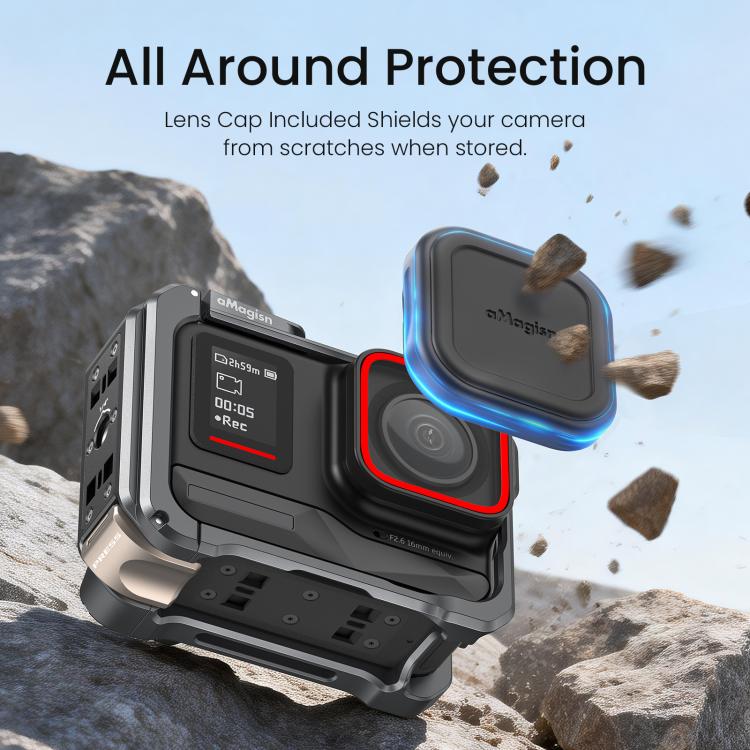For Insta360 Ace Pro 2 / Ace Pro AMagisn Metal Camera Cage 2.0 With Quick-Switch Vertical/Horizontal Shooting, Cold Shoe Mount