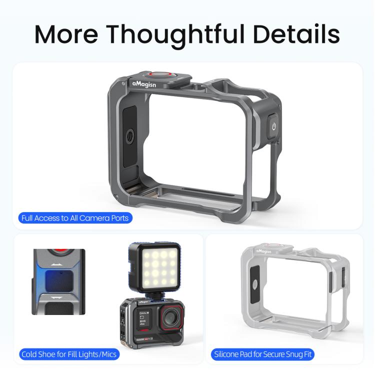 For Insta360 Ace Pro 2 / Ace Pro AMagisn Metal Camera Cage 2.0 With Quick-Switch Vertical/Horizontal Shooting, Cold Shoe Mount