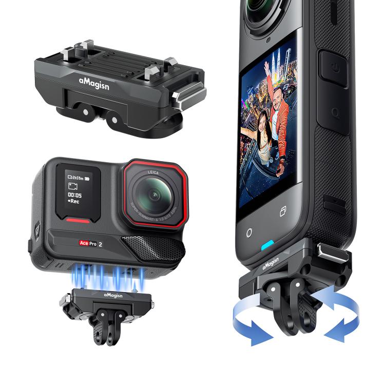 aMagisn 360-Degree Rotatable Magnetic Quick Release Mount For Insta360 Ace Pro 2 / Ace Pro / X5 / X4 Air, For Insta360 Ace Serirs/X5/X4 Air