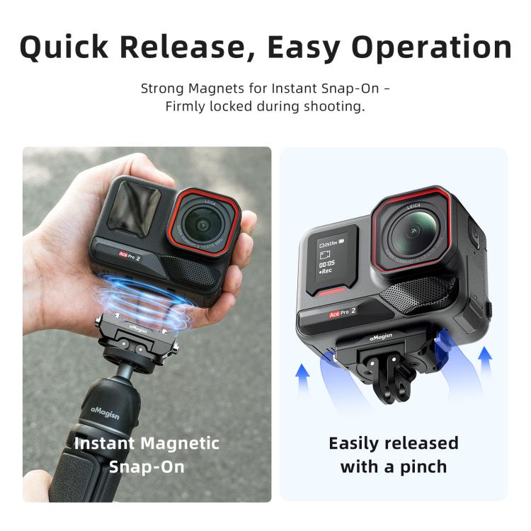 aMagisn 360-Degree Rotatable Magnetic Quick Release Mount For Insta360 Ace Pro 2 / Ace Pro / X5 / X4 Air, For Insta360 Ace Serirs/X5/X4 Air