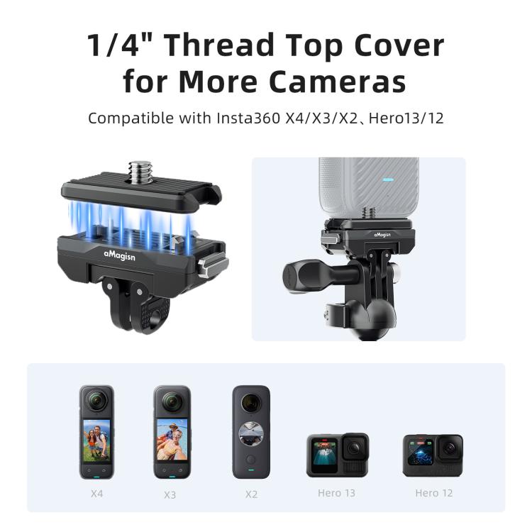 aMagisn 360-Degree Rotatable Magnetic Quick Release Mount For Insta360 Ace Pro 2 / Ace Pro / X5 / X4 Air, For Insta360 Ace Serirs/X5/X4 Air