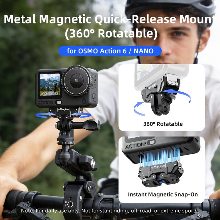aMagisn 360-Degree Rotatable Magnetic Quick Release Mount For DJI Osmo Action 6/Nano, For DJI Osmo Action 6/Nano