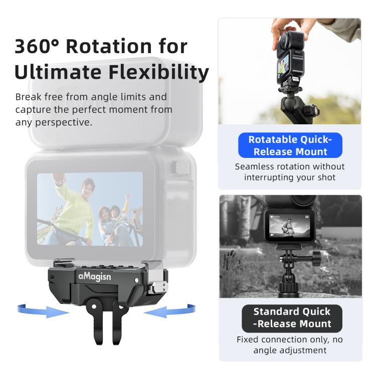 aMagisn 360-Degree Rotatable Magnetic Quick Release Mount For DJI Osmo Action 6/Nano, For DJI Osmo Action 6/Nano