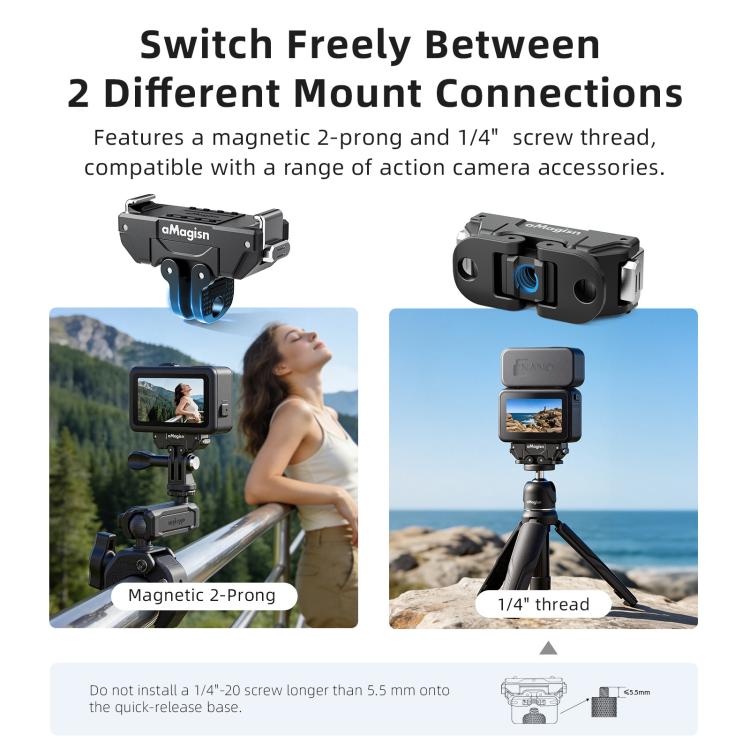 aMagisn 360-Degree Rotatable Magnetic Quick Release Mount For DJI Osmo Action 6/Nano, For DJI Osmo Action 6/Nano