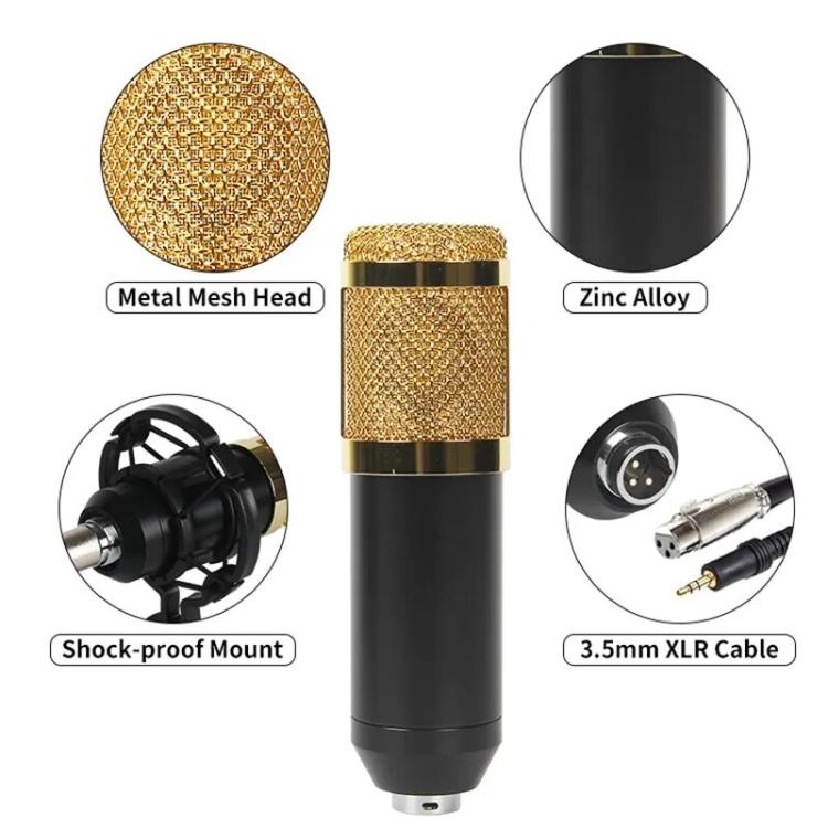 Dual BM800 Condenser Microphone with V8S Live Sound Card Kit Podcast Equipment Bundle Adjustable Scissor Arm Stand