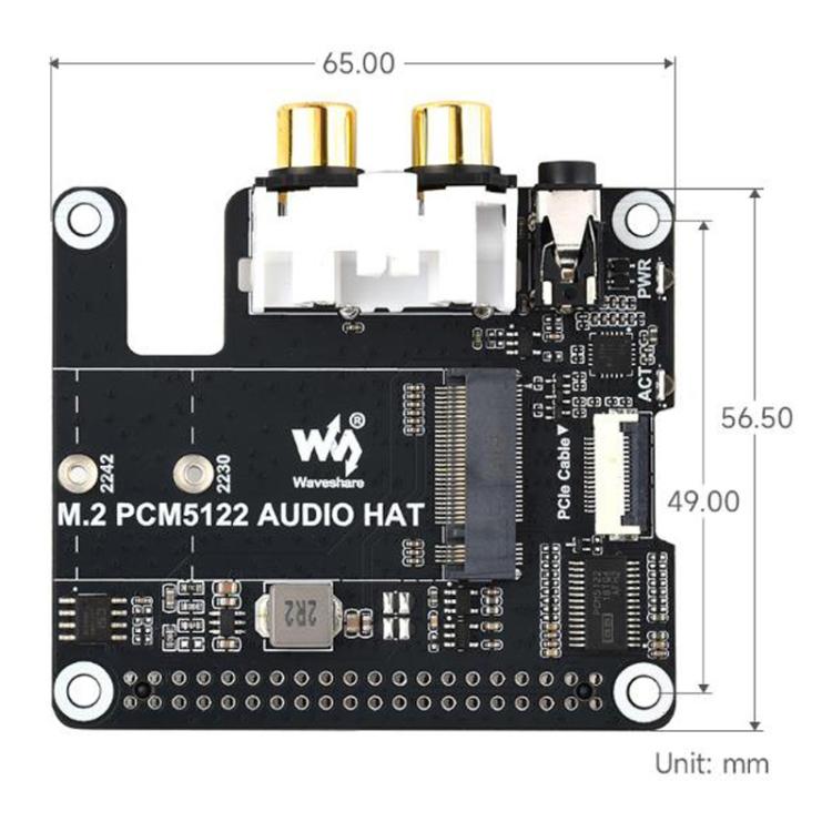 For Raspberry Pi 5 PCIe To M.2 HAT With I2S Audio Extension Supports NVMe Protocol Solid State Drive, Waveshare 34170