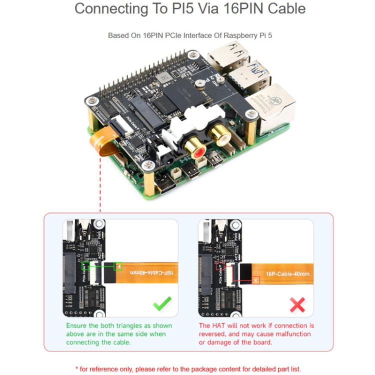 For Raspberry Pi 5 PCIe To M.2 HAT With I2S Audio Extension Supports NVMe Protocol Solid State Drive, Waveshare 34170