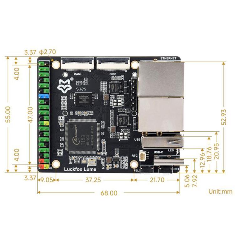 Luckfox Lume High-Performance Linux Development Board, Based On The Allwinner T153 Multi-Core Heterogeneous Industrial Processor, Dual Gigabit Ethernet Ports, With POE Model, Basic