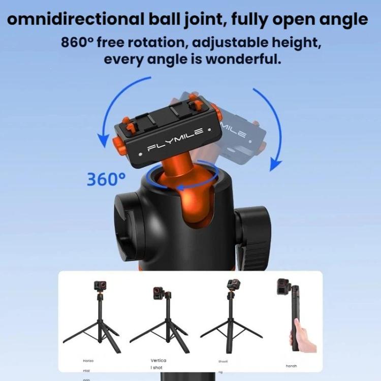 For Insta360 Ace Pro / 2 / X5 Flymile Quick-Release Selfie Extension Pole Tripod
