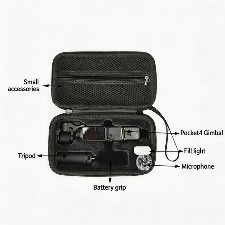 For DJI Osmo Pocket 4 Hard Carrying Case Portable Travel Storage Bag with Wrist Strap & Soft Flannel Inner