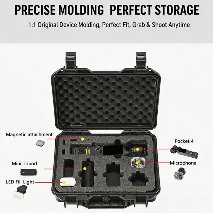 For DJI Osmo Pocket 4 Explosion-proof Hard Carrying Case Protective Storage Box with Custom EVA Foam