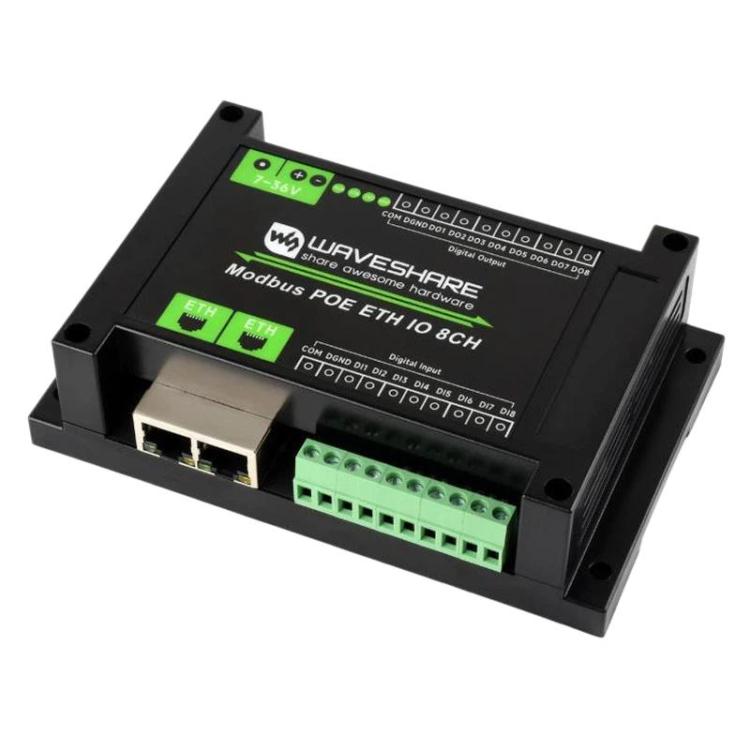 Industrial 8-Ch Ethernet Digital Input / Output Module Modbus RTU / TCP Protocol, Supports PoE Power Supply, 33917