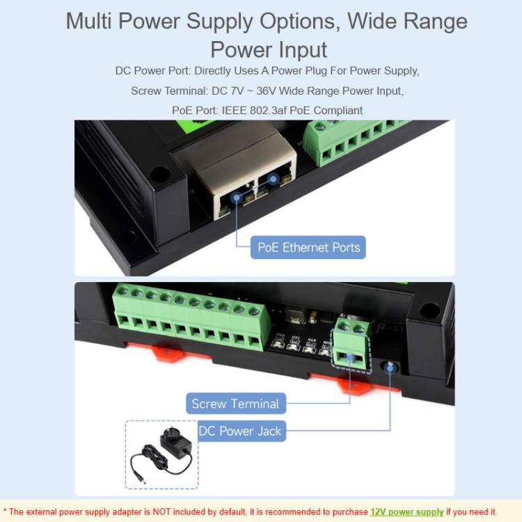 Industrial 8-Ch Ethernet Digital Input / Output Module Modbus RTU / TCP Protocol, Supports PoE Power Supply, 33917