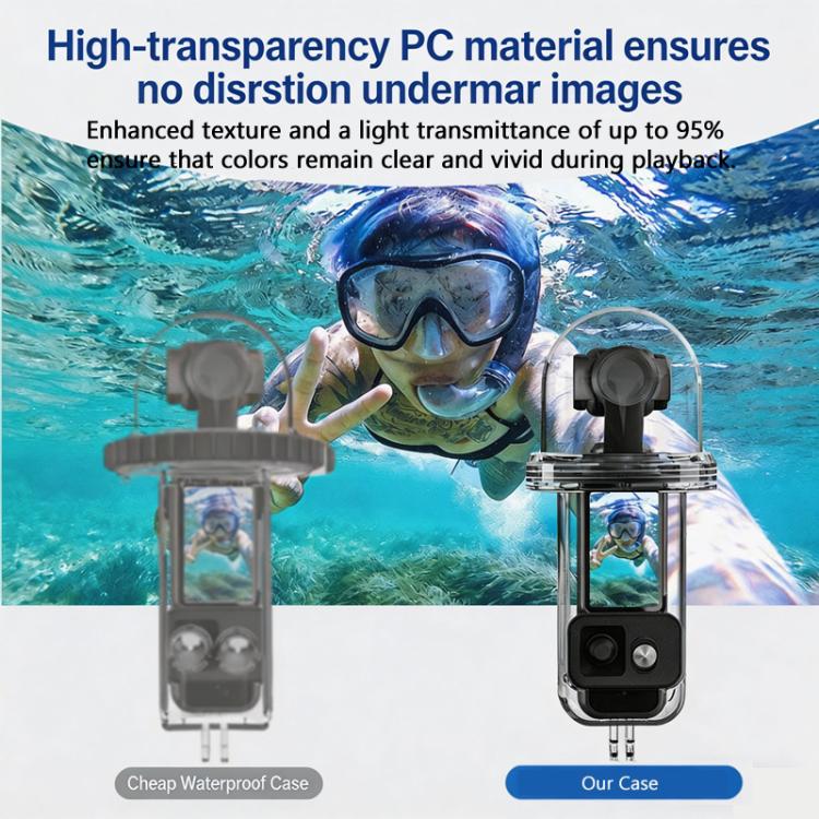 For DJI Osmo Pocket 4 Waterproof Case 60M/196ft Diving Housing Shell with 540-degree Panoramic View Underwater Accessories for Surfing Snorkeling