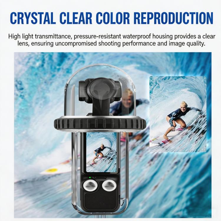 For DJI Osmo Pocket 4 Waterproof Case 60M/196ft Diving Housing Shell with 540-degree Panoramic View Underwater Accessories for Surfing Snorkeling