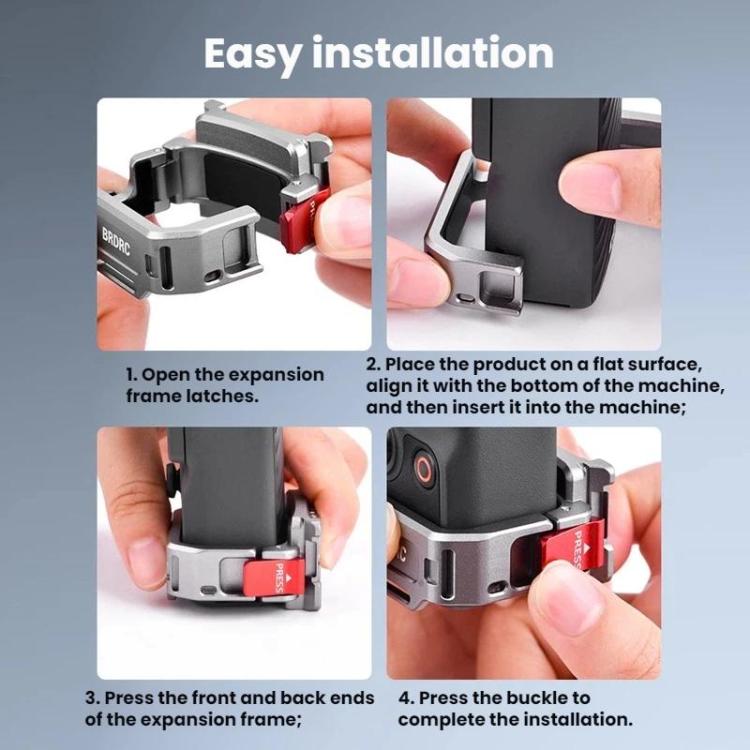 For DJI Osmo Pocket 4 BRDRC Cold Shoe Interface Quick-Release Expansion Frame Bracket, For DJI Osmo Pocket 4