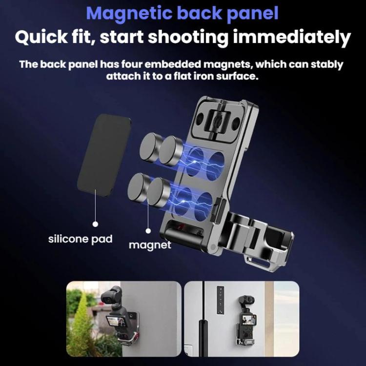 For DJI Osmo Pocket 3 / 4 BRDRC Multi-Functional Magnetic Base Adapter Frame Extension Stand, For DJI Osmo Pocket 3 / 4 Titanium