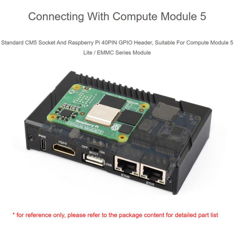 For Raspberry Pi CM5 Gigabit / 2.5G Dual Ethernet Mini-Computer Supports Dual RJ45 Ethernet Ports, 4K Display Output And Dual MIPI Interfaces, Waveshare 34180