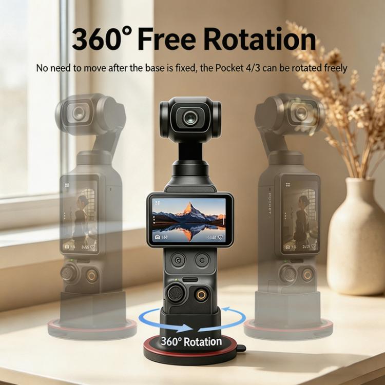 For DJI Osmo Pocket 4/3 Camera 360-degree Swivel Desktop Base Adhesive Stand Non-Slip Fixed Mount