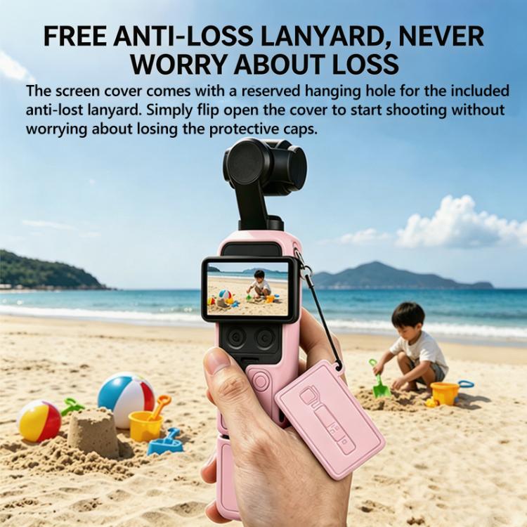 For DJI Osmo Pocket 4 Silicone Case 4-in-1 Full Body Protective Cover Kit Anti-Scratch Shockproof Skin Sleeve with Lanyard