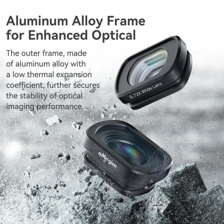 For DJI Osmo Pocket 4/3 Magnetic Optical Glass Lens Filter with Aluminum Alloy Frame, aMagisn Macro Lens 10X, aMagisn Wide Angle Lens 0.72X