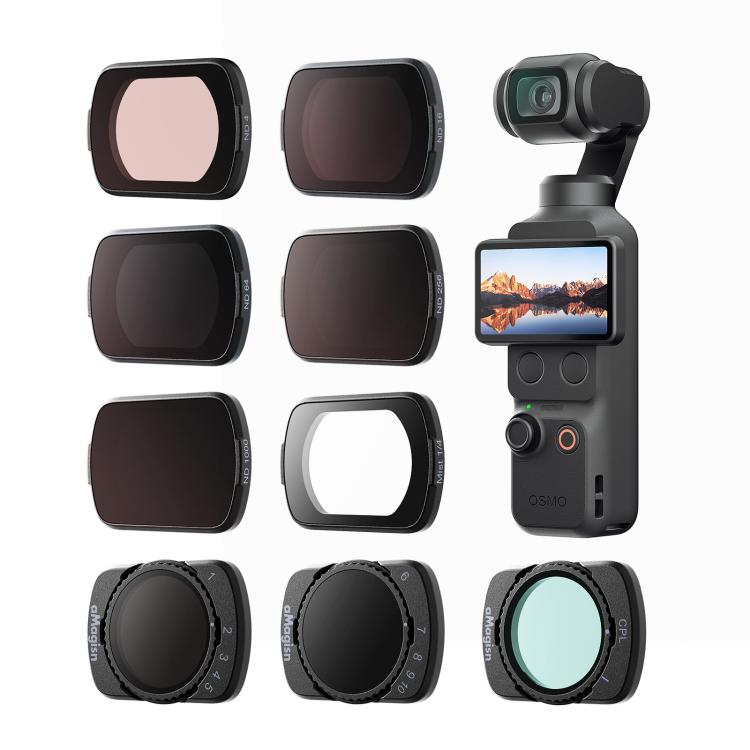 For DJI Osmo Pocket 4 / 3 aMagisn Magnetic Lens Filter, Adjustable CPL, VND  1-5 Stop, VND 6-10 Stop, Black Mist 1/4, ND4/16/64/256, ND1000