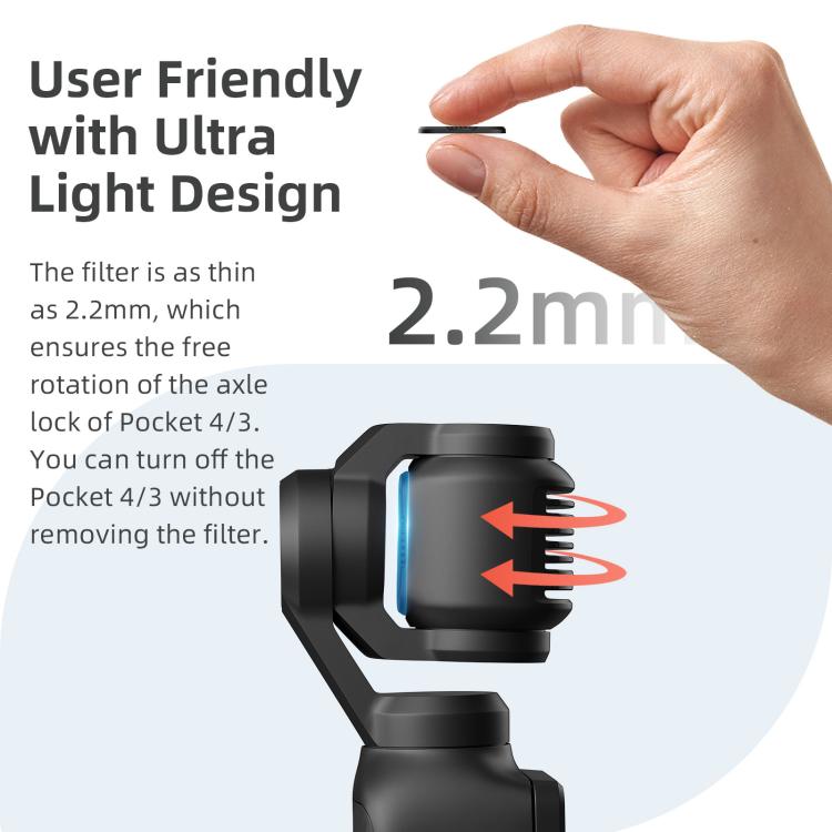 For DJI Osmo Pocket 4 / 3 aMagisn Magnetic Lens Filter, Adjustable CPL, VND  1-5 Stop, VND 6-10 Stop, Black Mist 1/4, ND4/16/64/256, ND1000