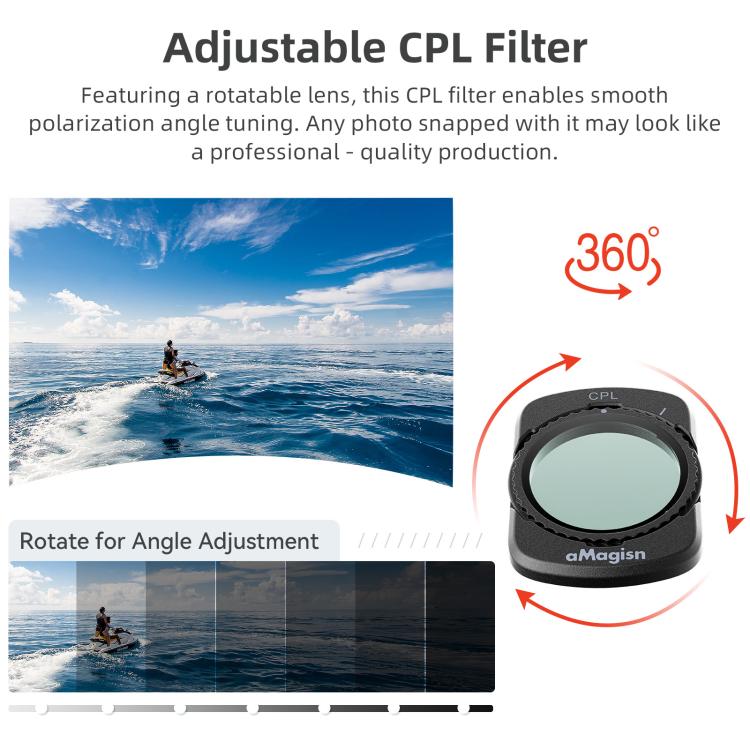 For DJI Osmo Pocket 4 / 3 aMagisn Magnetic Lens Filter, Adjustable CPL, VND  1-5 Stop, VND 6-10 Stop, Black Mist 1/4, ND4/16/64/256, ND1000