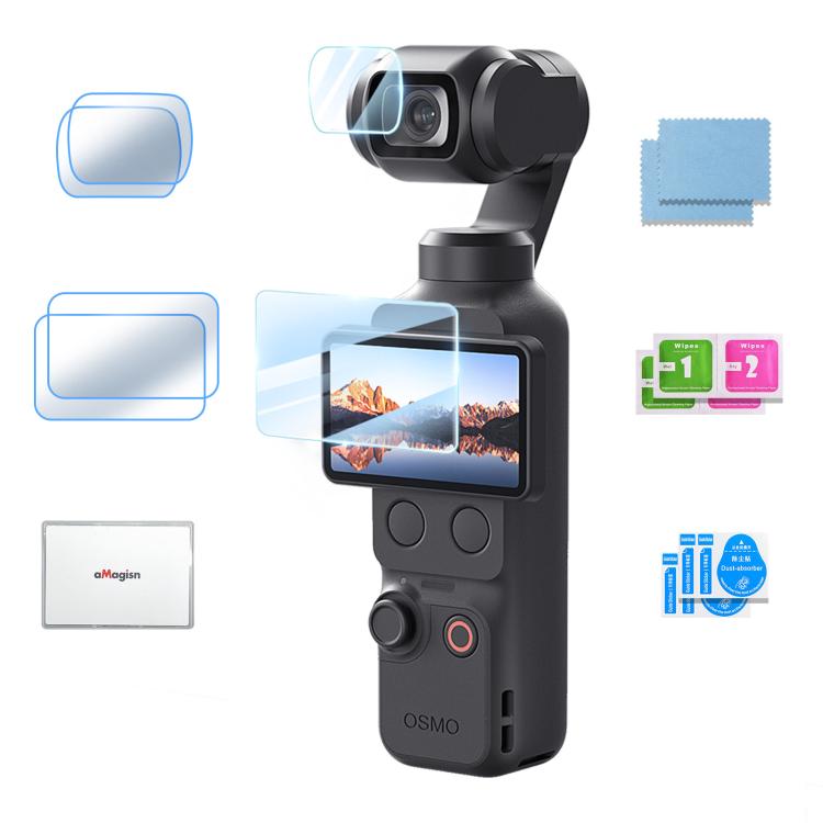For DJI Osmo Pocket 4/3 aMagisn Screen Protector 9H Tempered Glass Lens & Screen Protective Film, 1+1 Pack, 2+2 Pack