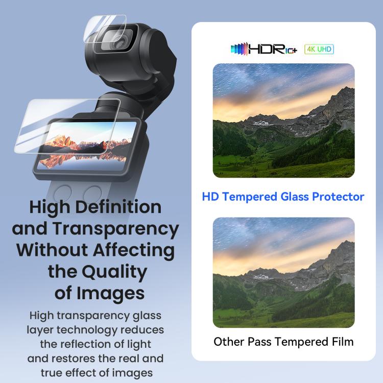 For DJI Osmo Pocket 4/3 aMagisn Screen Protector 9H Tempered Glass Lens & Screen Protective Film, 1+1 Pack, 2+2 Pack
