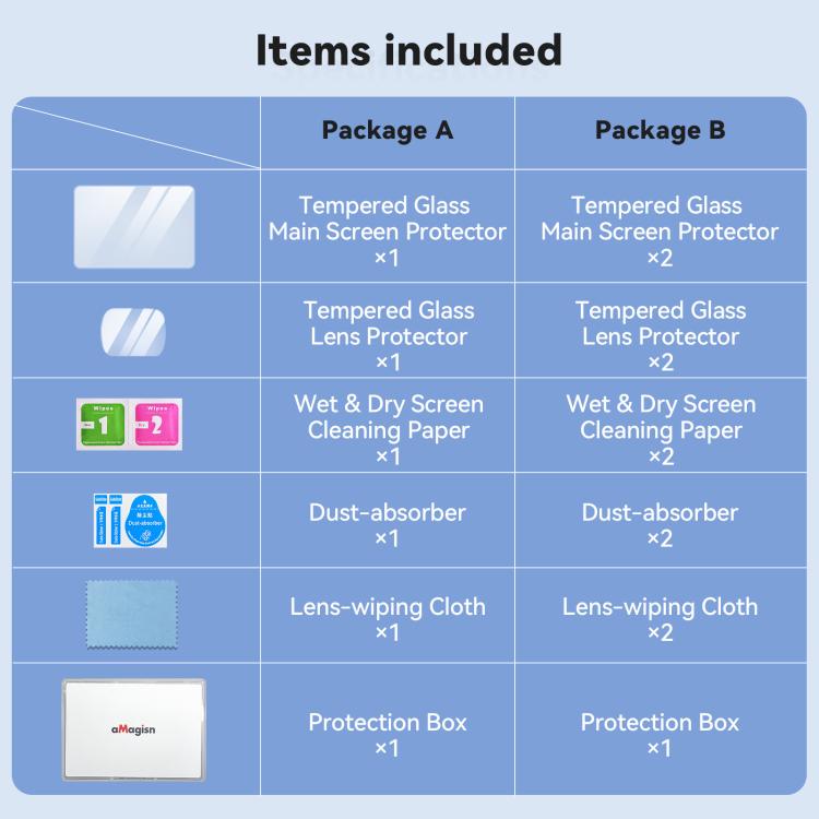 For DJI Osmo Pocket 4/3 aMagisn Screen Protector 9H Tempered Glass Lens & Screen Protective Film, 1+1 Pack, 2+2 Pack