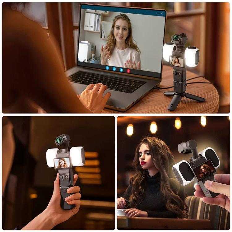 For DJI Osmo Pocket 4/3 Magnetic Fill Light 3 Color Modes Portable Rechargeable Vlog Video Light, 2pcs /Pack